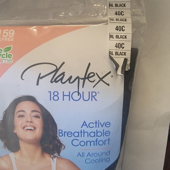 Black 40C Playtex 18 Hour Cooling Wirefree Active Comfort Bra - Picture 3 of 6